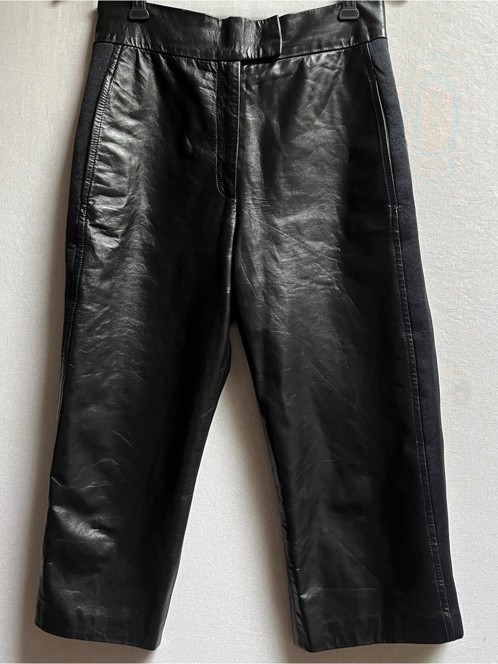 Anteprima Milano Leather Cropped Wide Leg Pants Black Size IT 40 / US 4